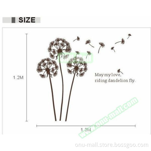 Environment-Friendly Dandelion Design Transparent Removable DIY PVC Wall Sticker for Decoration